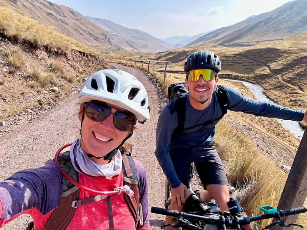 Two bikepackers taking a selfie 