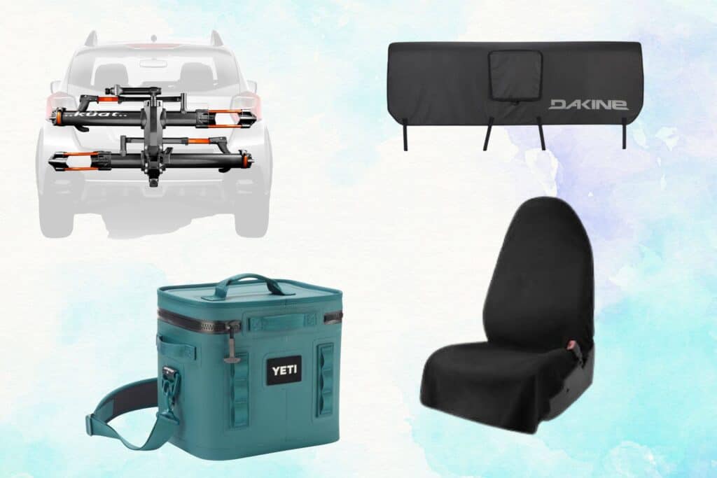 Product images for gifts for mountain bikers for their cars like racks and tailgate pads