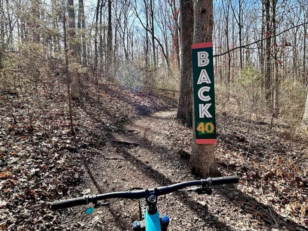 Colorful Back 40 trail sign in Bella Vista, Arkansas