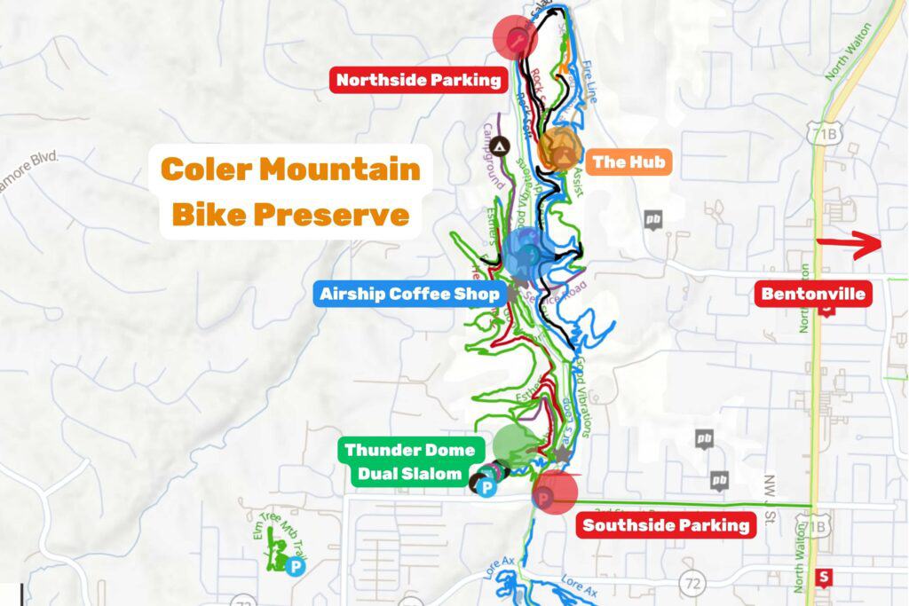 Map of the Coler Mountain Bike Preserve Trails in Bentonville, Arkansas